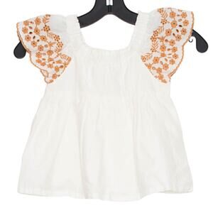 Joie Girls Top Boho Cottage Retro Minimalist Embroidered Eyelet Size Small 5/6